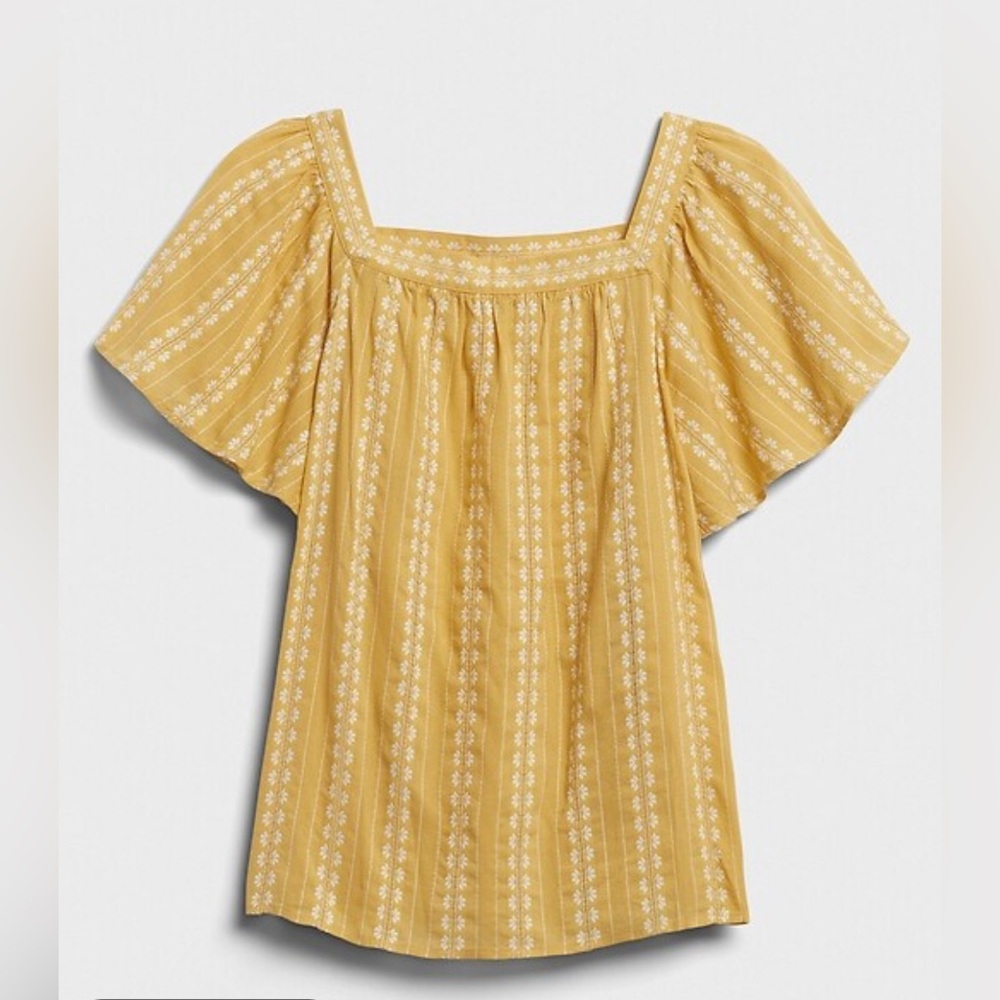 Banana Republic Floral Jacquard Square-Neck Blouse